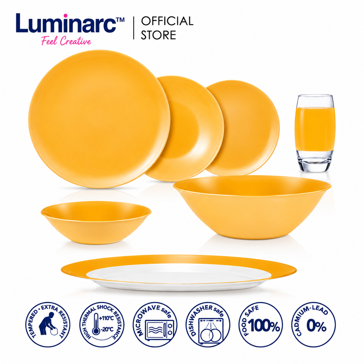سرویس ۳۲ پارچه آرکوپیرکس لومینارک مدل آرتی خردلی